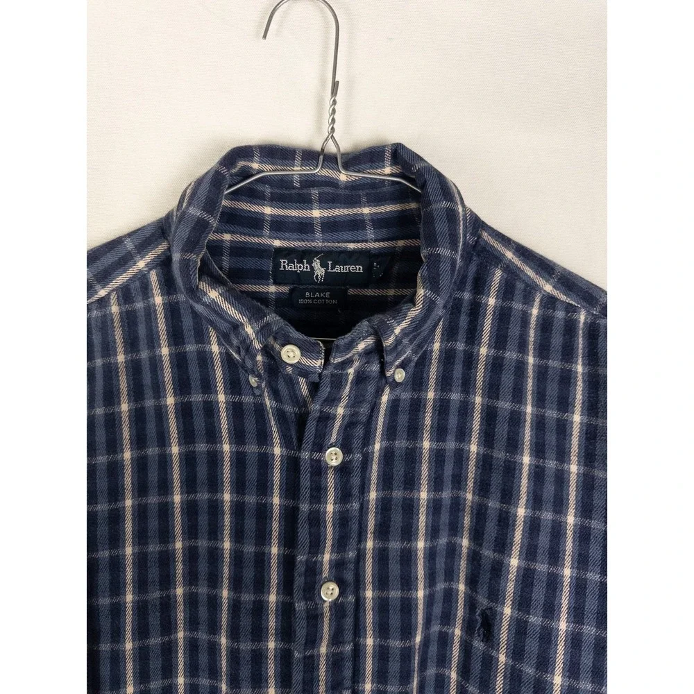 VTG Polo Ralph Lauren Blake Flannel Shirt Mens XL Blue Plaid Outdoor Camp‎